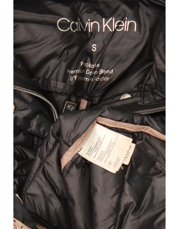 CALVIN KLEIN Womens Hooded Padded Coat UK 10 Small Grey Nylon Vintage Calvin Klein and Second-Hand Calvin Klein from Messina Hembry 