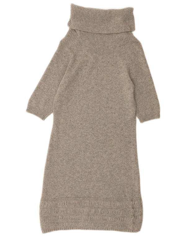 Benetton Vestido estilo jersey con cuello vuelto y manga 3/4 para mujer UK 40 Small Gris moteado