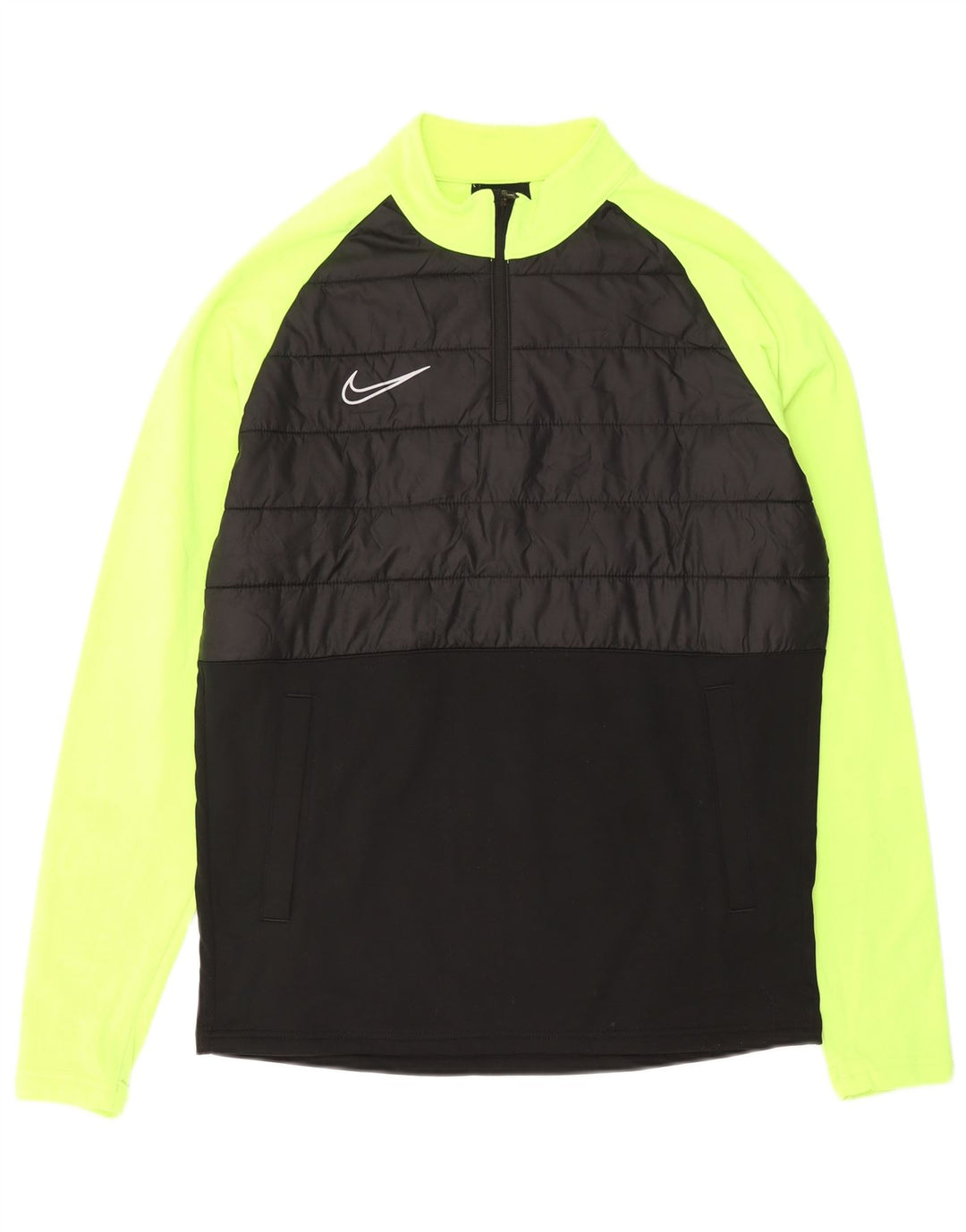 NIKE Hombre Dri Fit Zip Neck Pullover Chándal Top Mediano Negro Colorblock