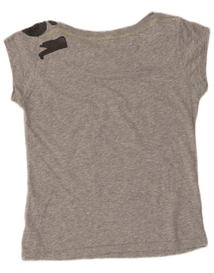 Diesel Camiseta gráfica para mujer Top UK 42 Gris medio moteado