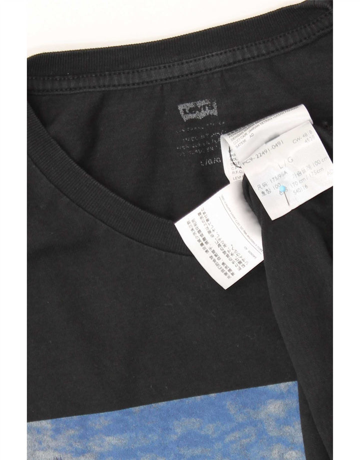 Levi's Camiseta gráfica para hombre Top grande de algodón negro