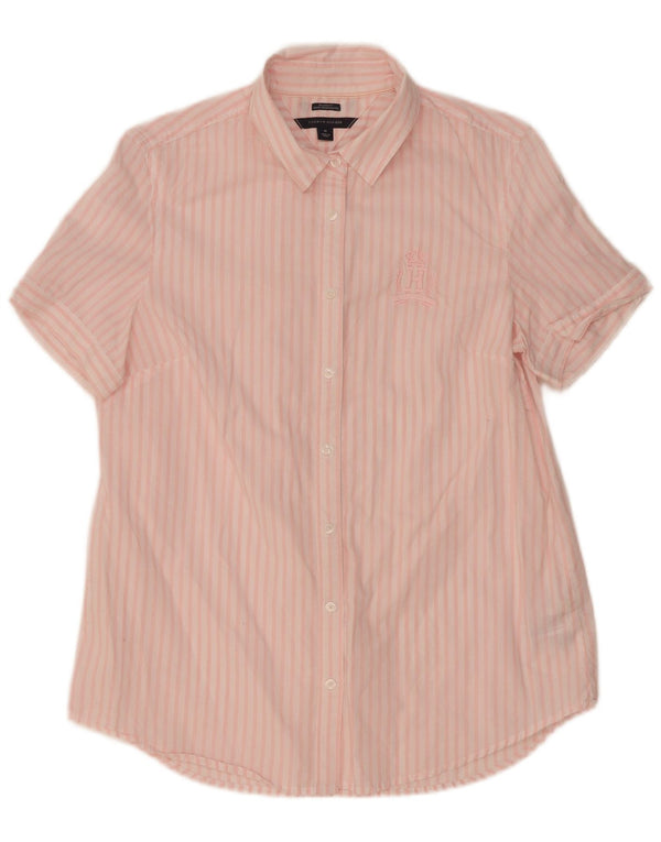 Tommy Hilfiger Camisa de manga corta para mujer UK 44 Mediano Rosa Rayas
