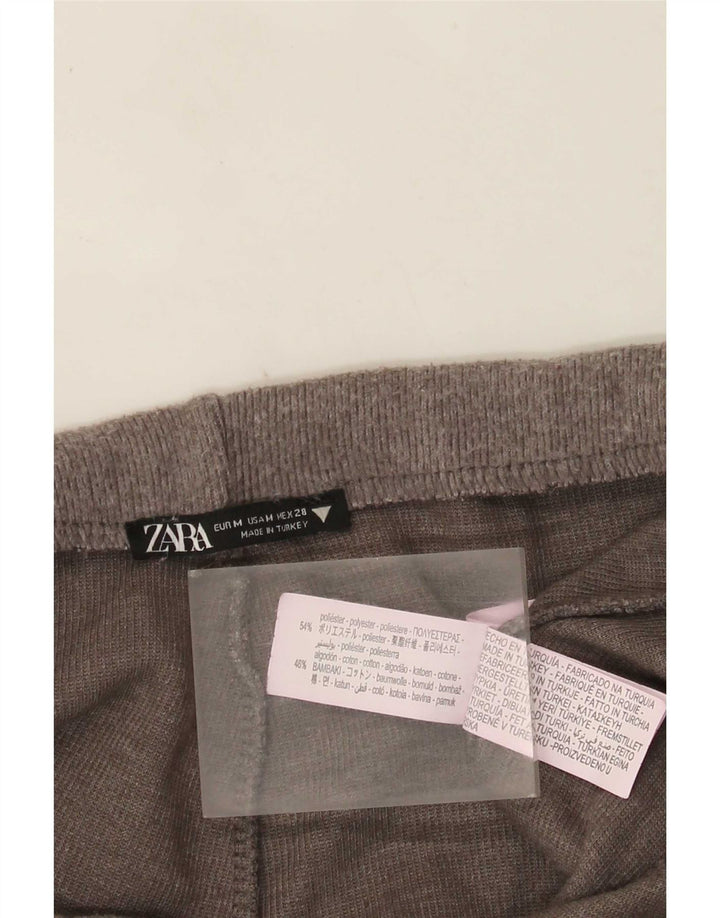 Zara Mujer Pantalones Anchos De Cintura Alta UK 44 Poliéster Gris Medio