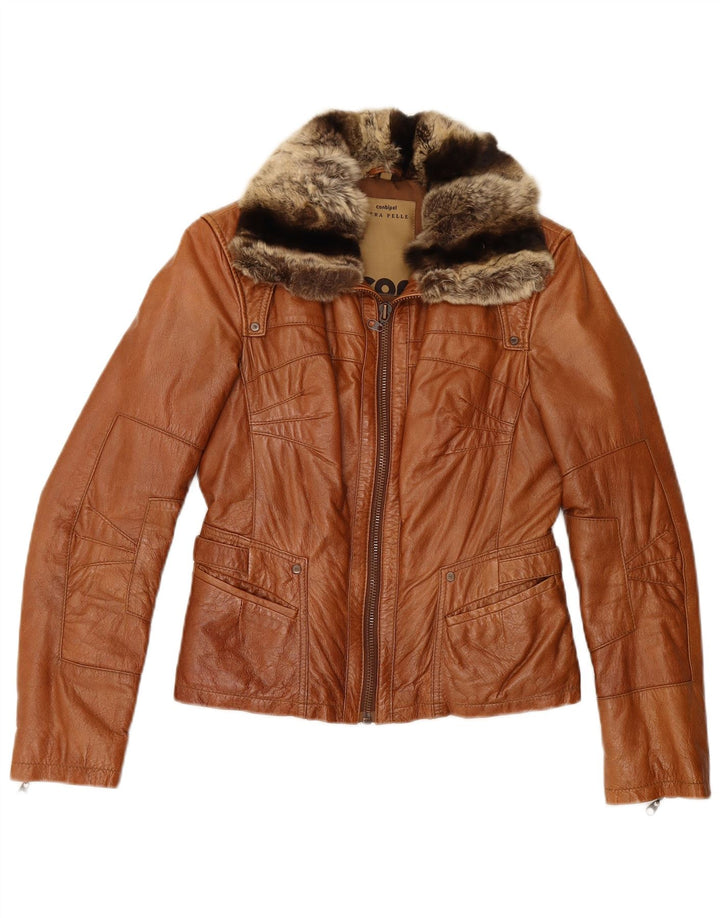 Vera Pelle Chaqueta de cuero para mujer IT 42 Marrón medio