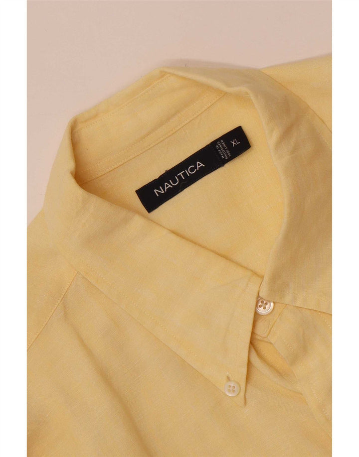 Camisa Nautica Hombre XL Lino Amarillo