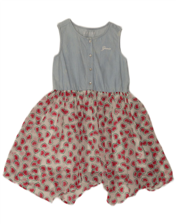 Guess Vestido Asimétrico Sin Mangas Estampado Abstracto Niñas 4-5 Años Azul