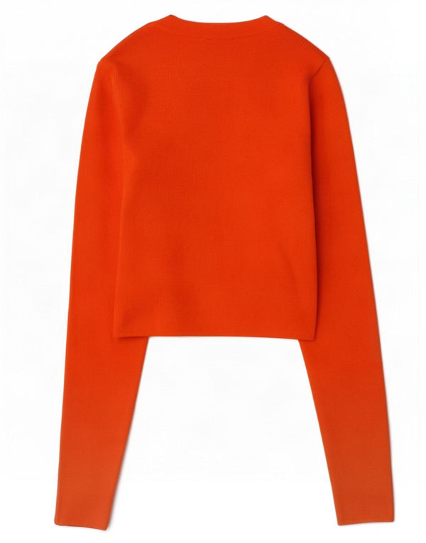 Zara Mujer Crop Boat Neck Jumper Sweater UK 8 Small Naranja Viscosa