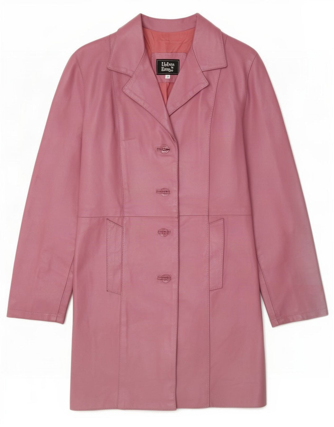 Vintage mujer cuero abrigo Reino Unido 12 rosa medio