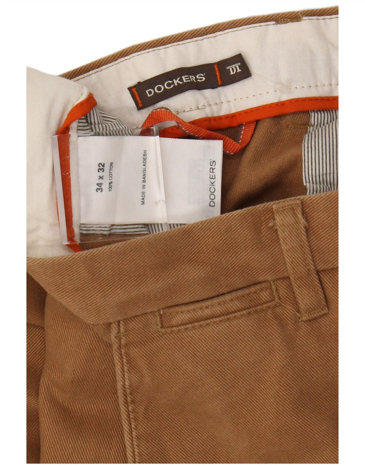 Dockers Pantalón chino recto para hombre W34 L32 Algodón marrón