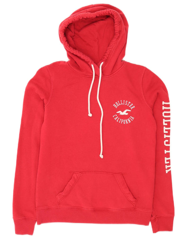 Hollister Mujer Graphic Relaxed Fit Sudadera con capucha Jumper UK 4 XS Algodón rojo