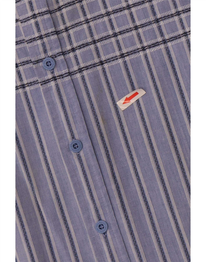Wrangler Camisa De Manga Corta Para Hombre De Algodón A Rayas Azul Grande