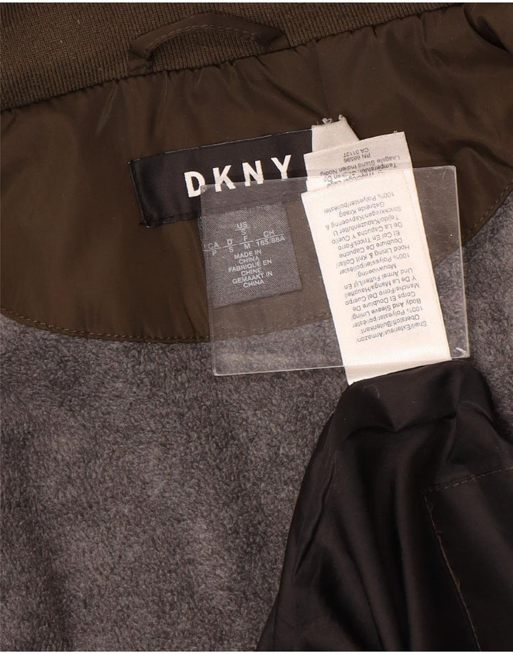 Dkny Chaqueta acolchada con capucha para mujer UK 10 Small Marrón Poliéster
