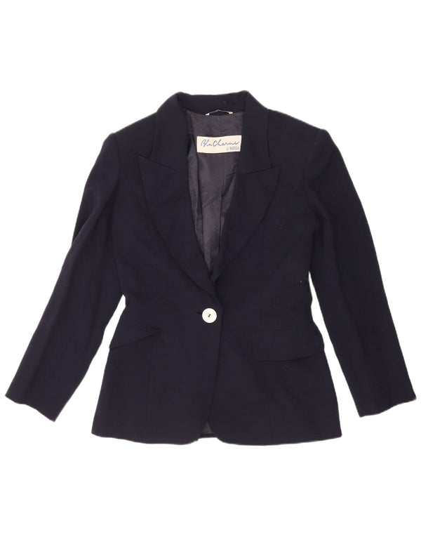 Marella Chaqueta Blazer de 1 Botón para Mujer UK 10 Small Lana Virgen Azul Marino