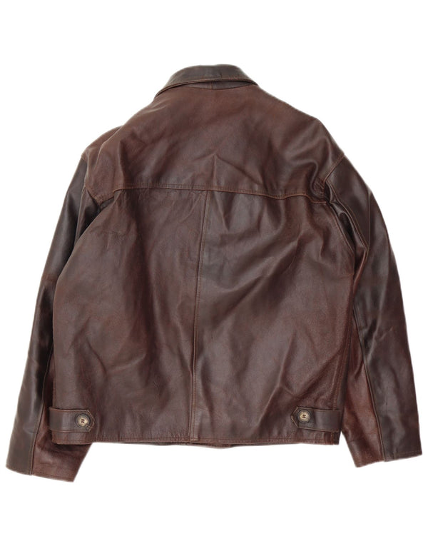 Vintage hombres chaqueta de cuero Reino Unido 36 pequeño cuero marrón