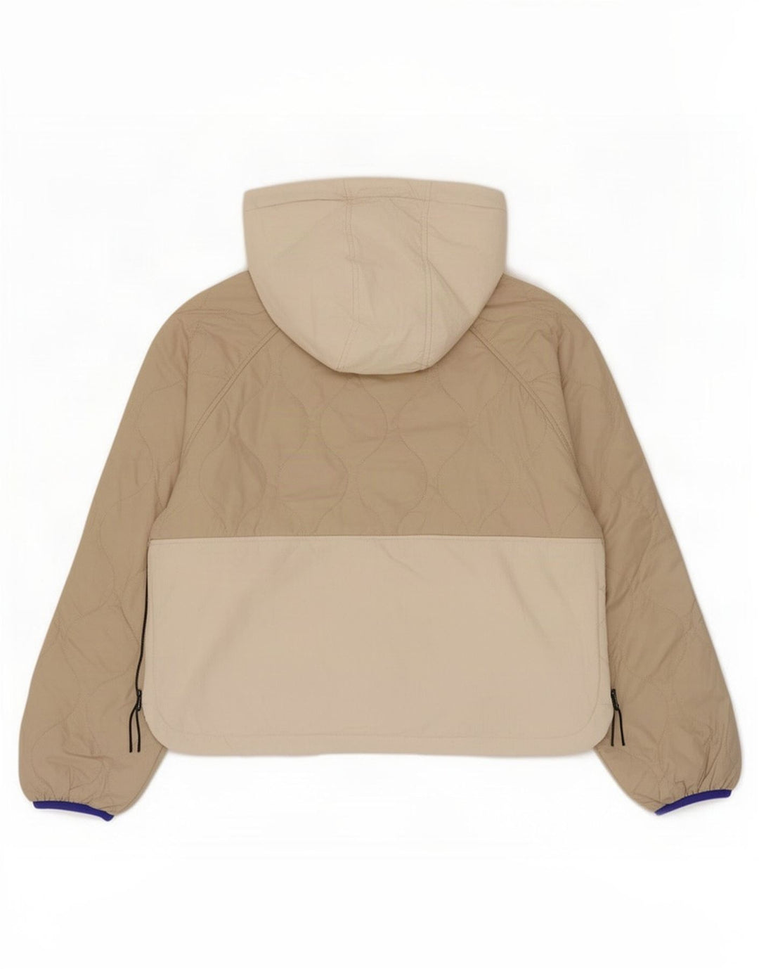 Zara Mujer Chaqueta Acolchada Con Capucha UK 46 Grande Beige Colorblock Poliéster