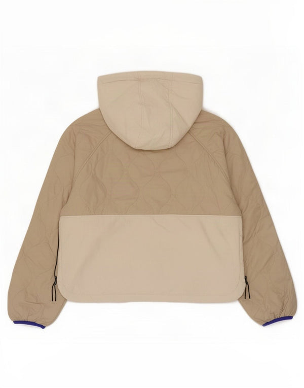 Zara Mujer Chaqueta Acolchada Con Capucha UK 46 Grande Beige Colorblock Poliéster