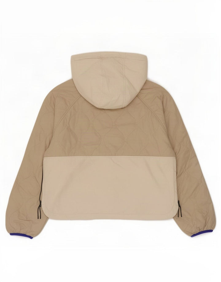 Zara Mujer Chaqueta Acolchada Con Capucha UK 46 Grande Beige Colorblock Poliéster