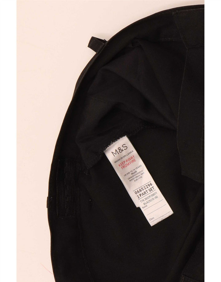 Marks & Spencer Pantalones de traje ajustados para niños 15-16 años W34 L29 Poliéster negro