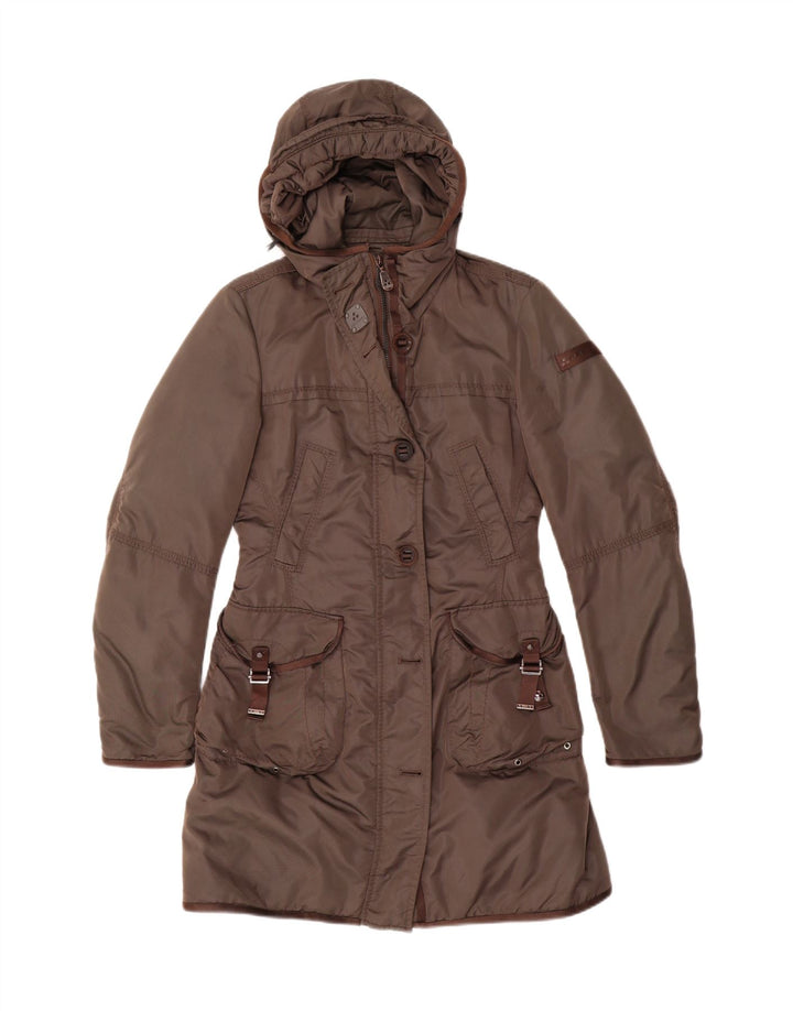 PEUTEREY Abrigo acolchado con capucha para mujer IT 40 Small Caqui Poliéster