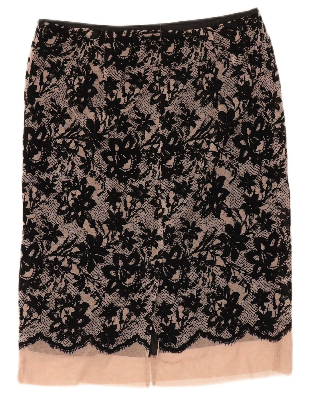 Zara Mujer Falda Midi XS W30 Negro Floral Poliéster