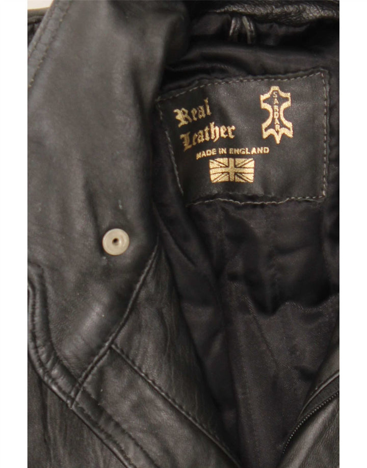 Chaqueta de cuero vintage para hombre UK 40 Large Black