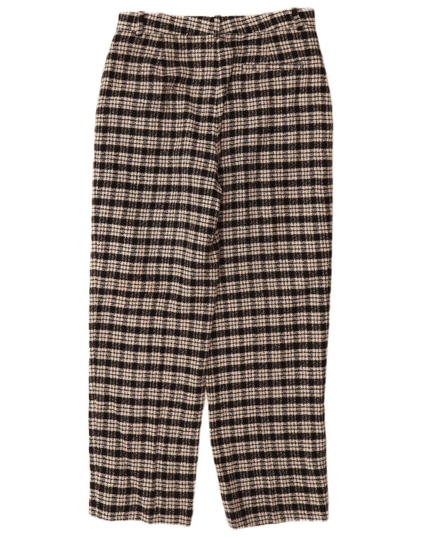 Zara Mujer Pantalones Chinos Cónicos De Cintura Alta Mediano W28 L29 Black Check