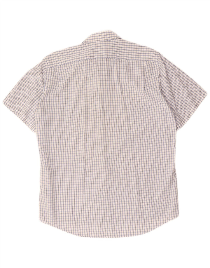 Camisa LACOSTE de manga corta para hombre talla 40 cuadros azules medianos