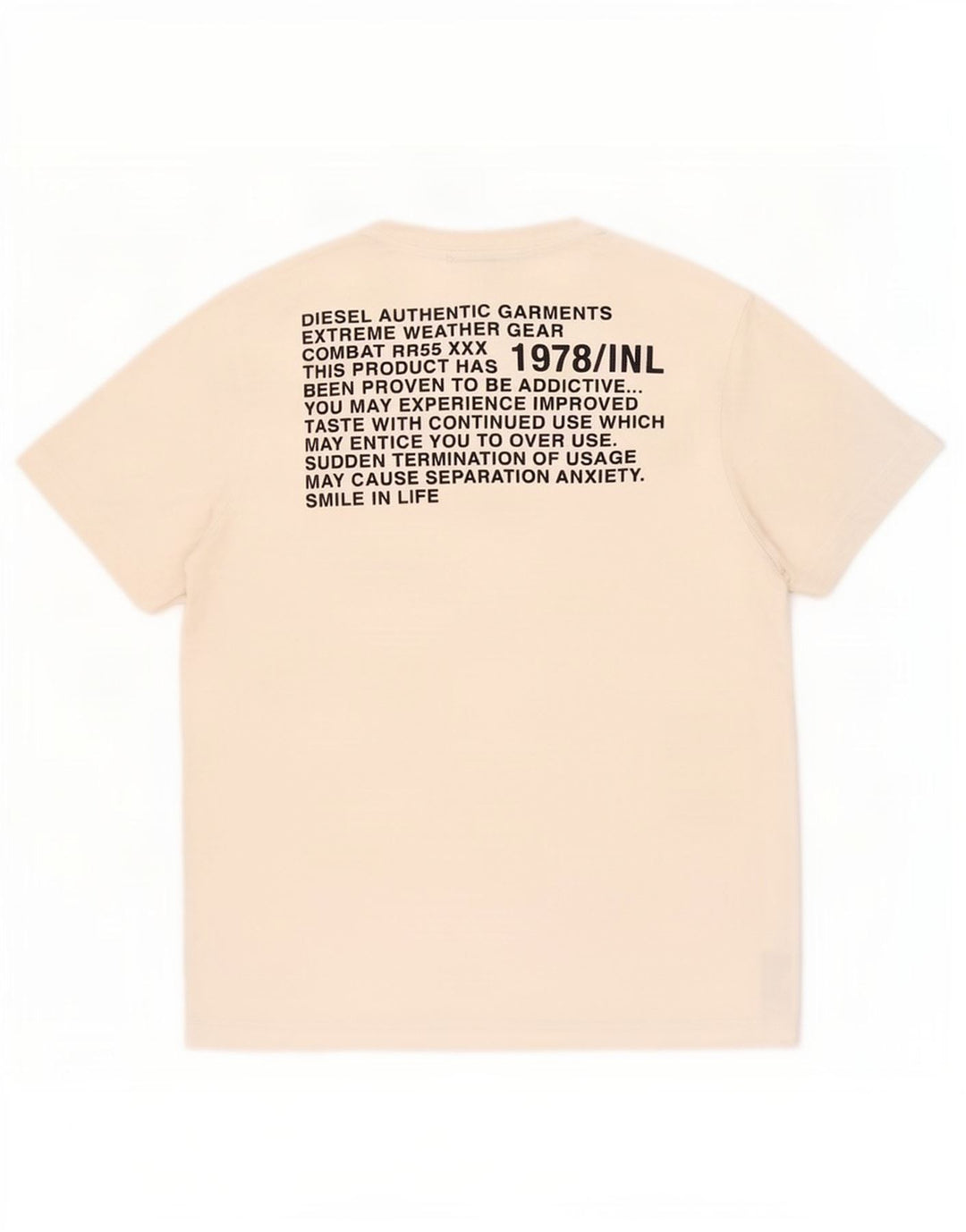 Diesel Hombre Camiseta Gráfica Top Medio Algodón Blanco