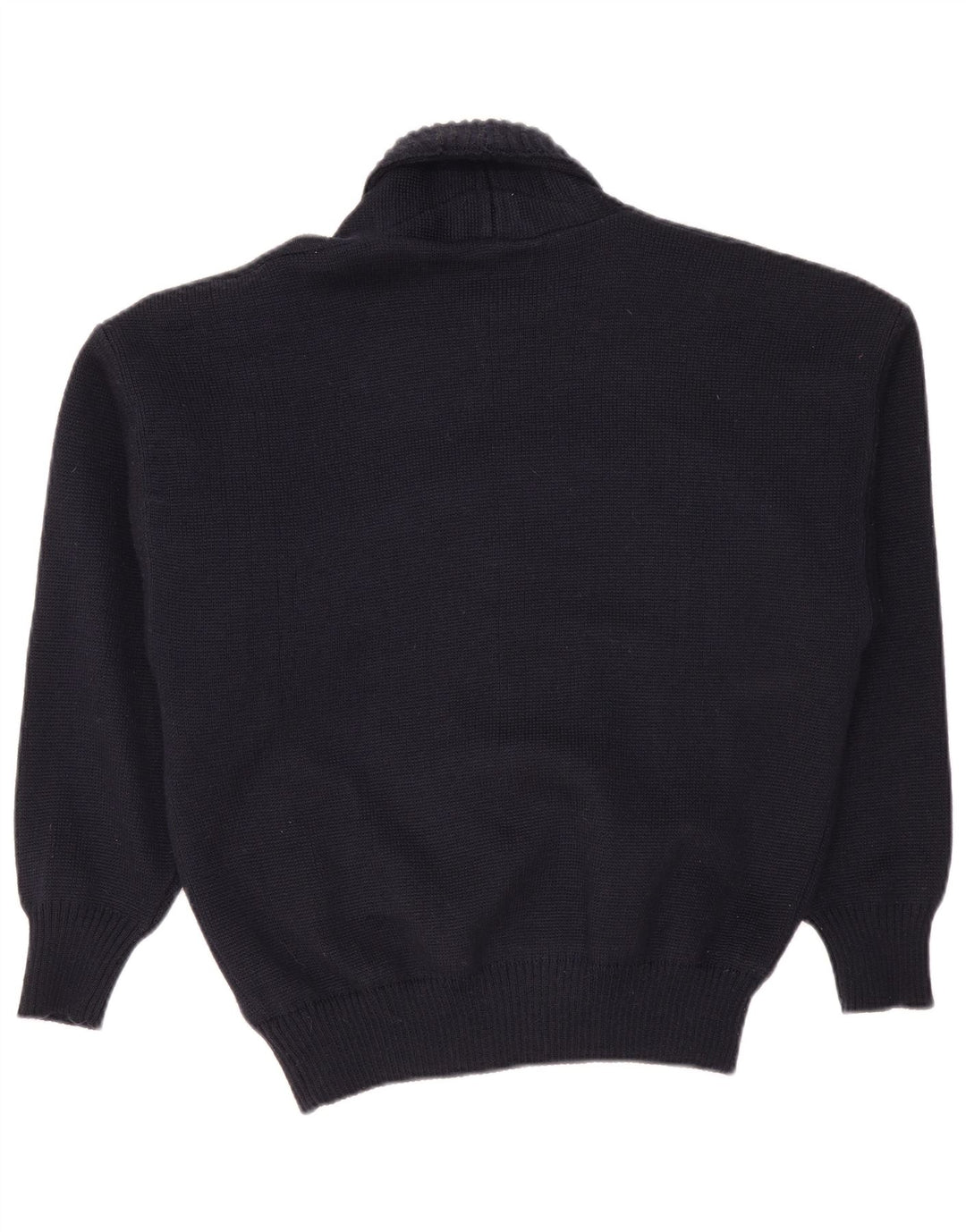 VINTAGE Suéter cárdigan para hombre IT 50 Lana azul marino medio