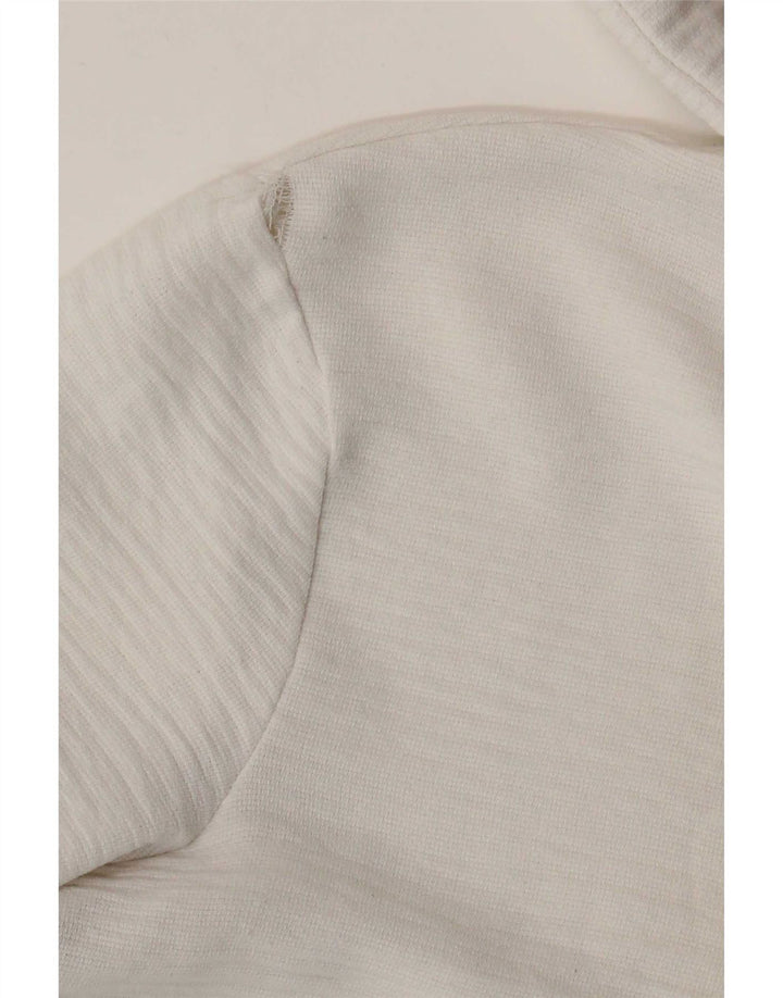 Zara Mujer Top Manga Larga UK 10 Small Blanco