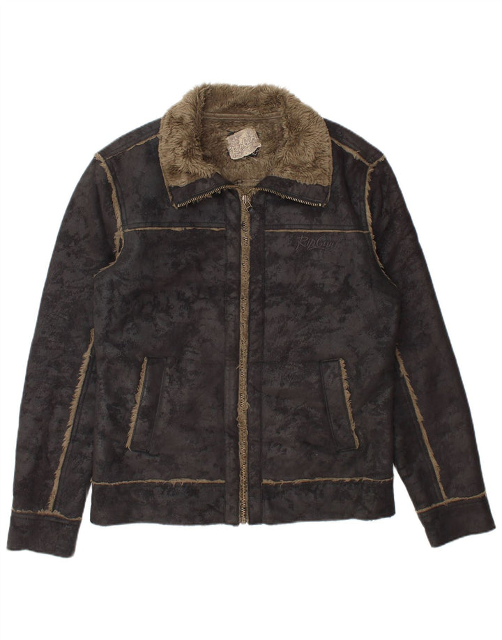 Rip Curl Chaqueta Sherpa con cremallera para hombre UK 36 Small Poliéster teñido anudado negro