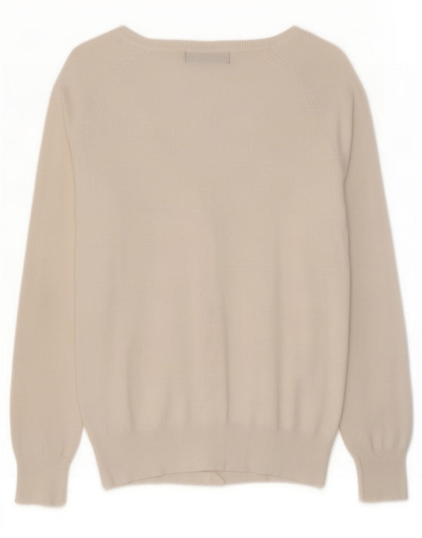 Zara Mujer Cárdigan Suéter UK 12 Medio Algodón Blanco