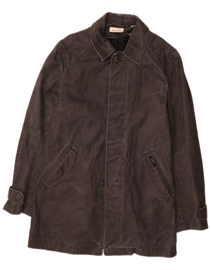 Dkny Abrigo vaquero para hombre UK 36 Small Black Ramie