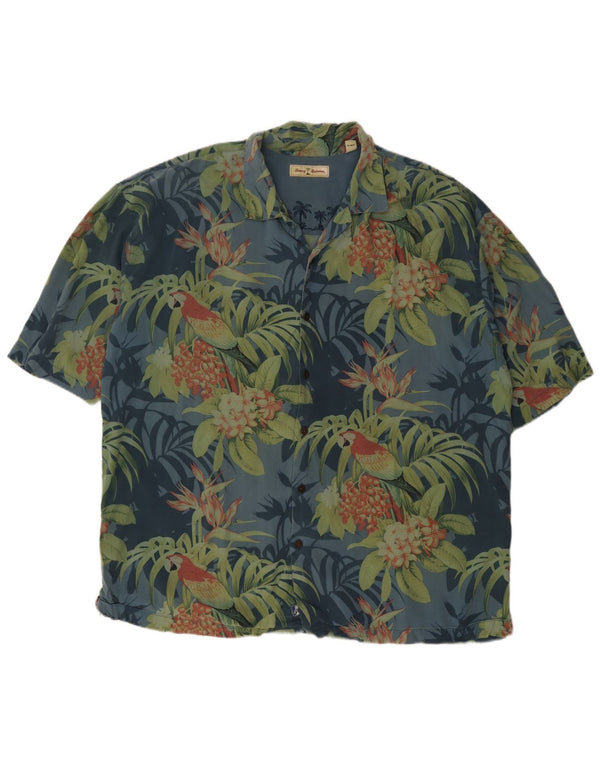 Tommy Bahama Camisa de manga corta para hombre 3XL Azul Floral Hawaiano