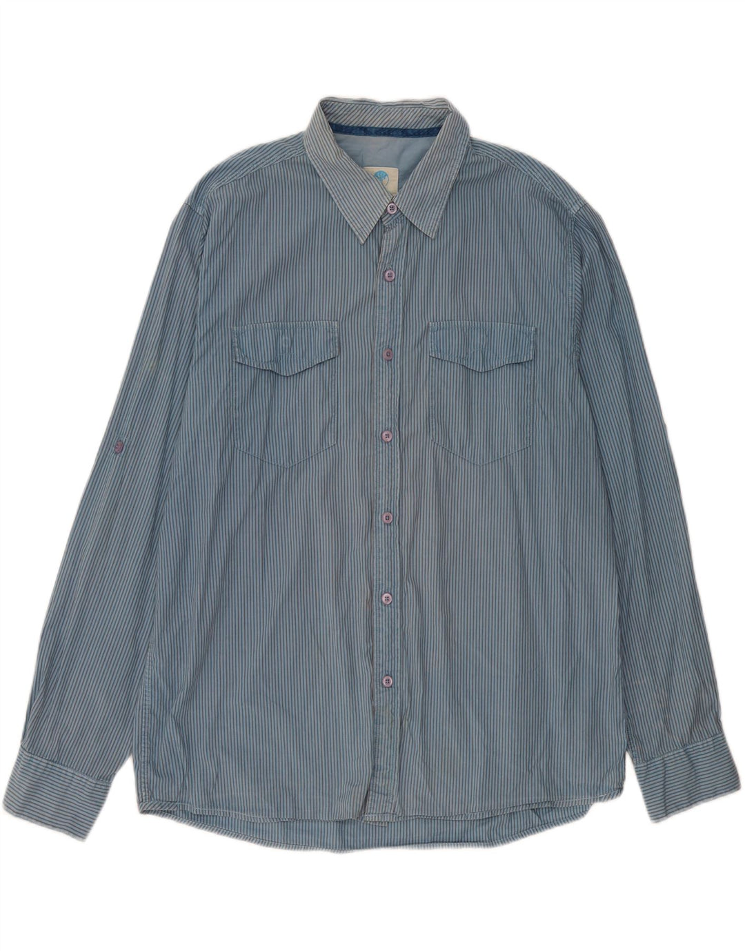 FAT FACE Camisa Hombre XL Algodón Rayas Azules