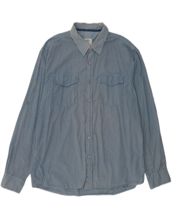 FAT FACE Camisa Hombre XL Algodón Rayas Azules
