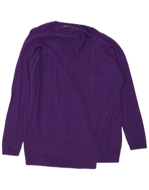 Marks & Spencer Jersey con Cuello en V para Mujer UK 40 XL Púrpura