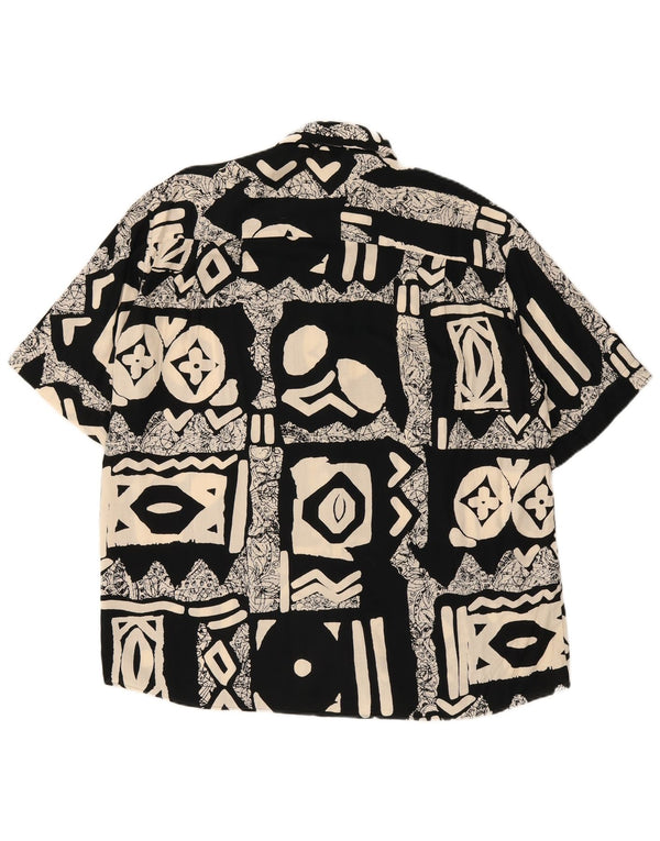 Camisa vintage de manga corta para hombre IT 42 Patchwork negro grande