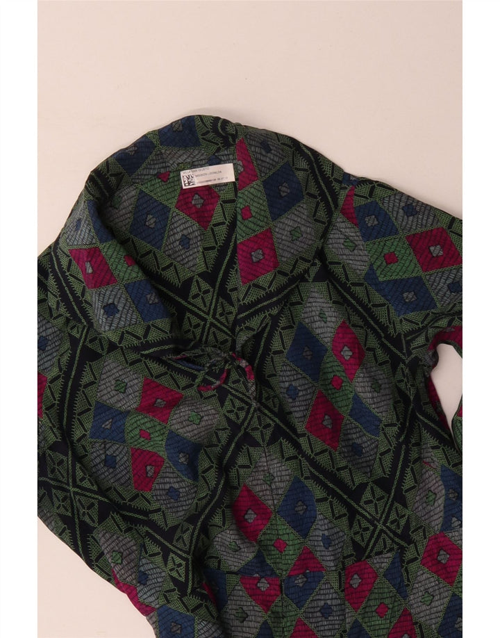 Vintage mujer A-Line vestido Reino Unido 12 medio multicolor geométrico