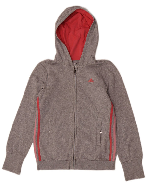 Adidas Sudadera con capucha y cremallera para niña 11-12 años Algodón moteado gris