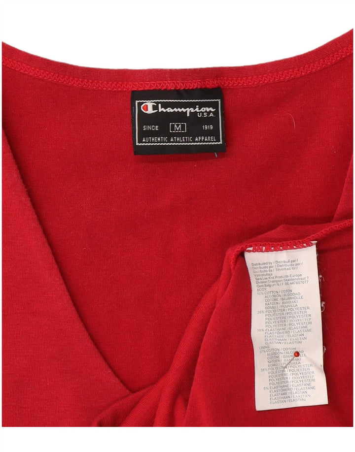 CHAMPION Womens T-Shirt Top UK 12 Medium Red Cotton