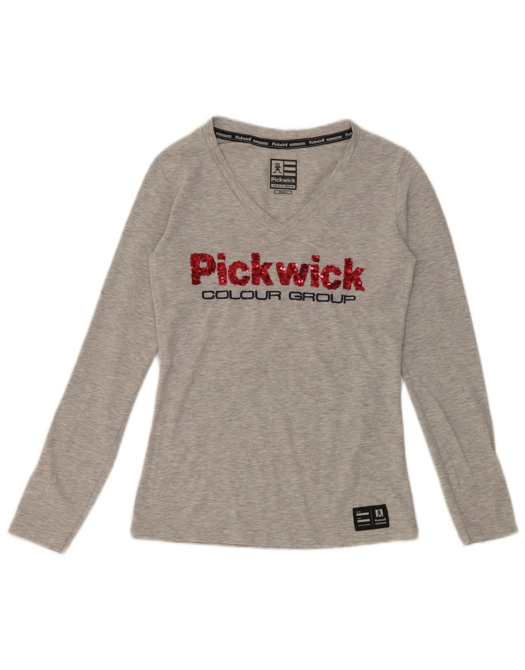 Pickwick Top gráfico para mujer de manga larga UK 8 Small Viscosa moteada gris