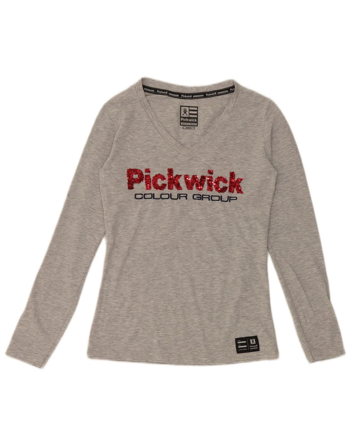 Pickwick Top gráfico para mujer de manga larga UK 8 Small Viscosa moteada gris