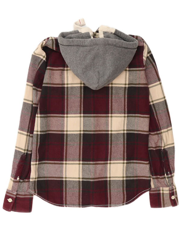 Superdry Camisa De Franela Con Capucha De Algodón A Cuadros En Burdeos Medio
