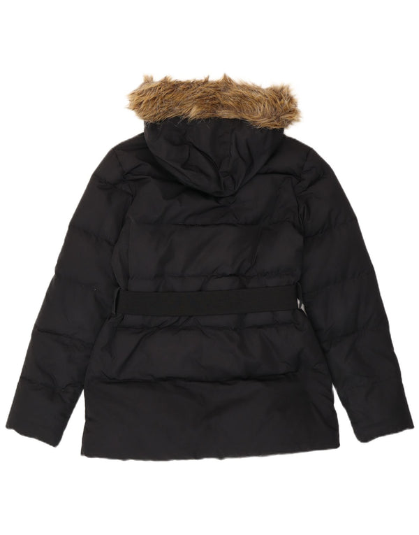 Ralph Lauren Chaqueta acolchada con capucha para mujer UK 10 Small Poliéster negro