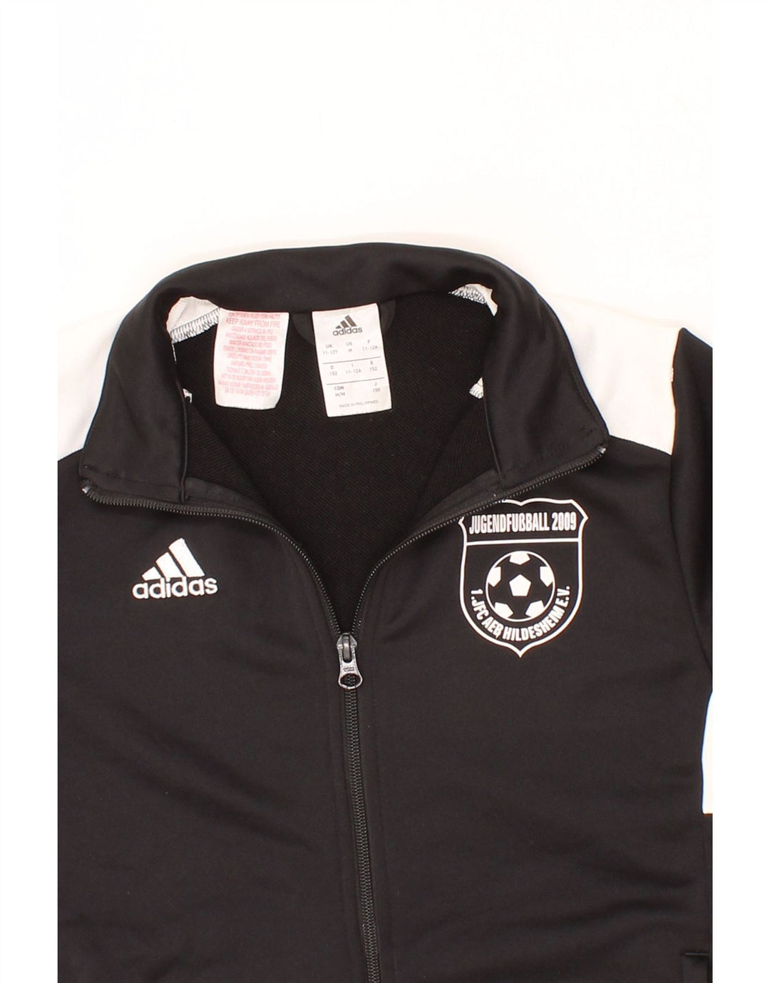 ADIDAS Boys Tracksuit Top Jacket 11-12 Years Black Colourblock Polyester Vintage Adidas and Second-Hand Adidas from Messina Hembry 