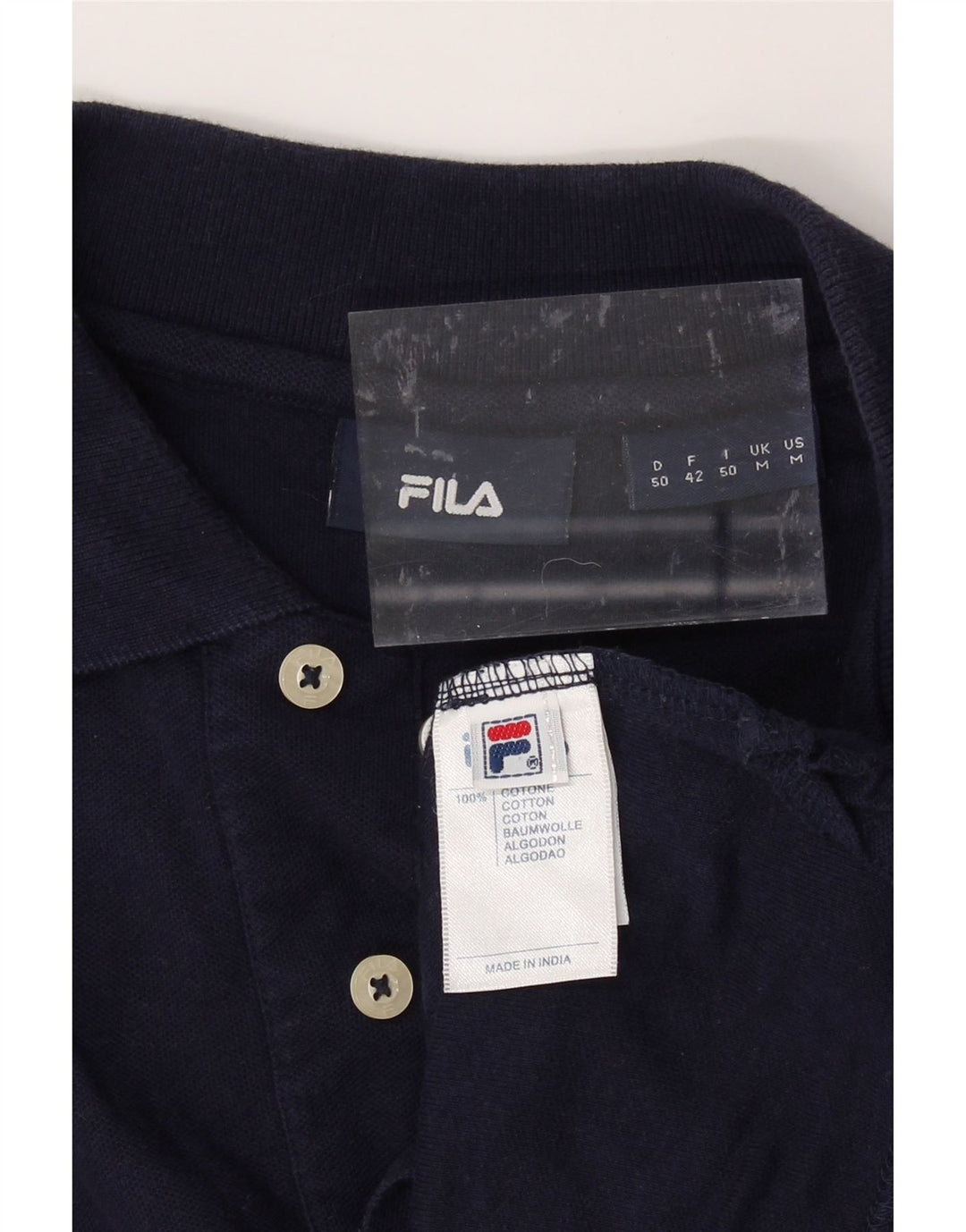 FILA Mens Polo Shirt Medium Navy Blue Cotton Vintage Fila and Second-Hand Fila from Messina Hembry 