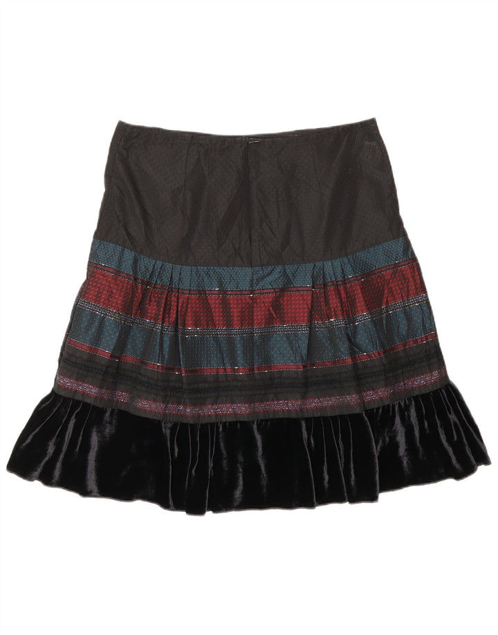 Benetton Falda Acampanada W30 Mediana Negro A Rayas