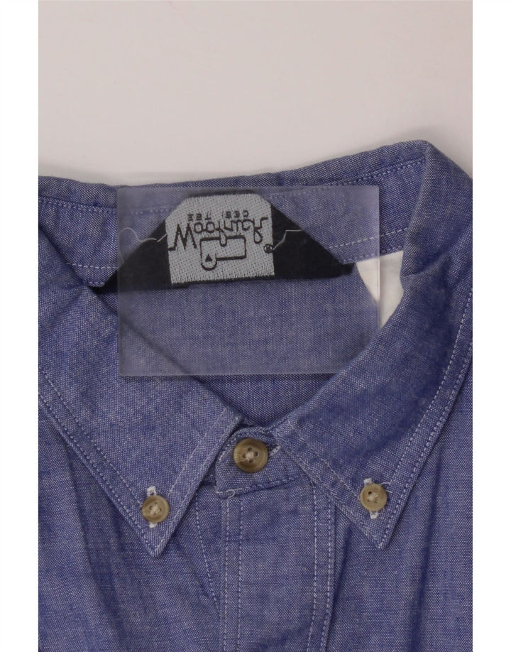 VINTAGE Camisa Manga Corta Hombre XL Azul