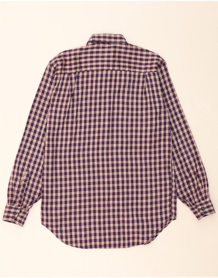TRUSSARDI Mens Shirt Size 40 15 1/2 Medium Purple Check Vintage Trussardi and Second-Hand Trussardi from Messina Hembry 